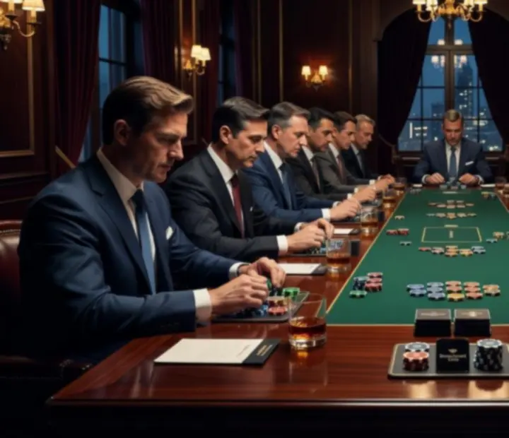 Pack Corporate Gala avec tables de jeux fictives et invités en tenue de soirée