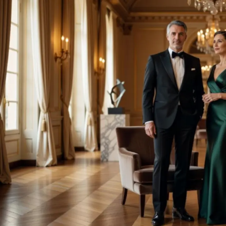 Fondateurs de Topavis France coordonnant un gala parisien dans une ambiance feutrée.